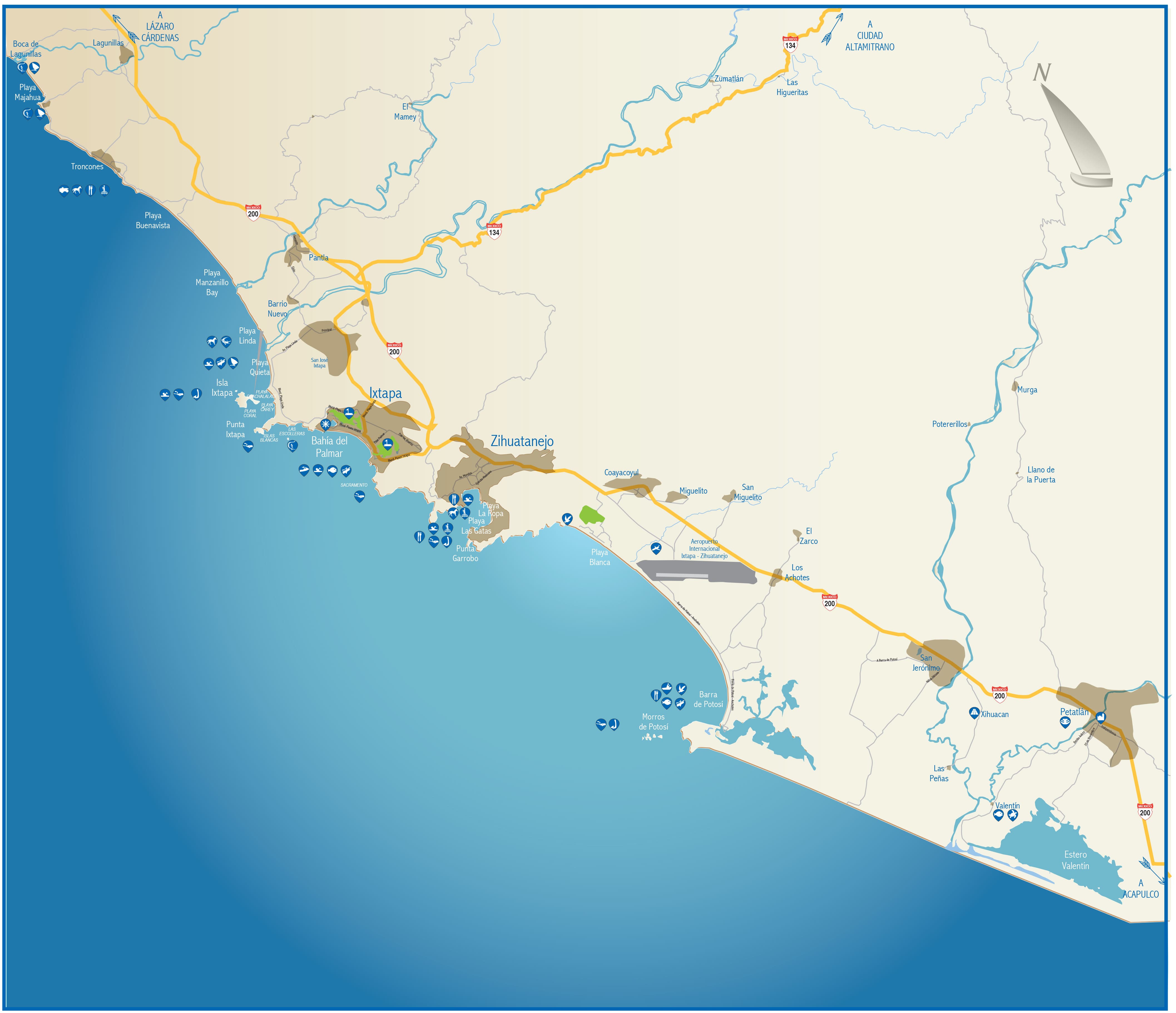 Mapa de la Costa Ixtapa Zihuatanejo